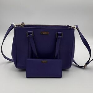Kate Spade New York Purple Saffiano Leather Satchel & Wallet Set